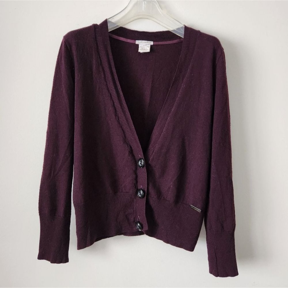 PAUL & SHARK | Wool cashmere sweater cardigan maroon brown sz M